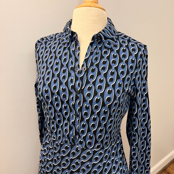 Boden Blue and Black Long Sleeve Dress - Picture 3 of 11